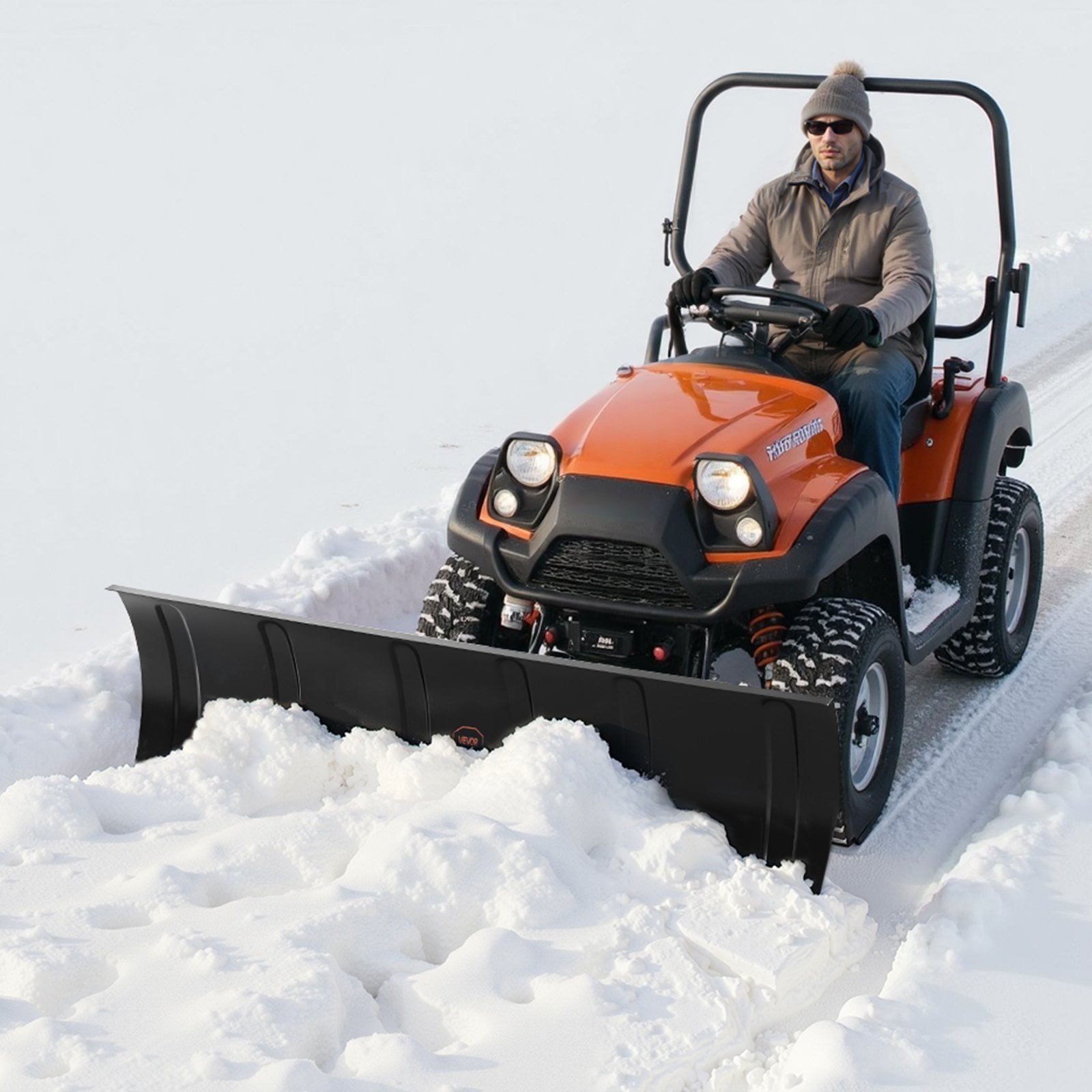 VEVOR Quitanieves, 1524 x 385 mm, Pala Quitanieves de Acero Universal, Altura e Izquierda-Derecha Ajustable, Pala de limpieza 3 Opciones de Montaje para Remoción de Nieve para la Mayoría de ATV/ UTV