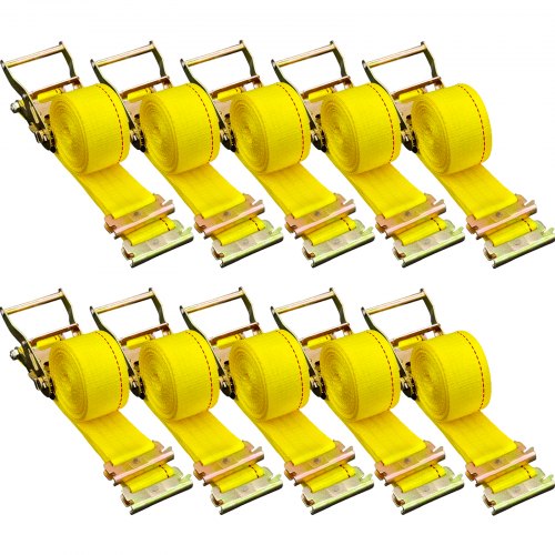 VEVOR Correas de Amarre con Trinquete E-Track 3,66 m x 5 cm Correas de Pista E 10 Piezas Cinturón de Poliéster y Trinquete de Acero Amarre de E-Track para Motocicletas Portaequipajes Camiones Remolque
