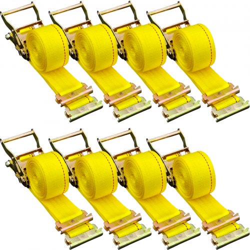 VEVOR Correas de Amarre con Trinquete E-Track 4,57 m x 5 cm Correas de Pista E 8 Piezas Cinturón de Poliéster y Trinquete de Acero Amarre de E-Track para Motocicletas Portaequipajes Camiones Remolques