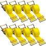 VEVOR Correas de Amarre con Trinquete E-Track 4,57 m x 5 cm Correas de Pista E 8 Piezas Cinturón de Poliéster y Trinquete de Acero Amarre de E-Track para Motocicletas Portaequipajes Camiones Remolques