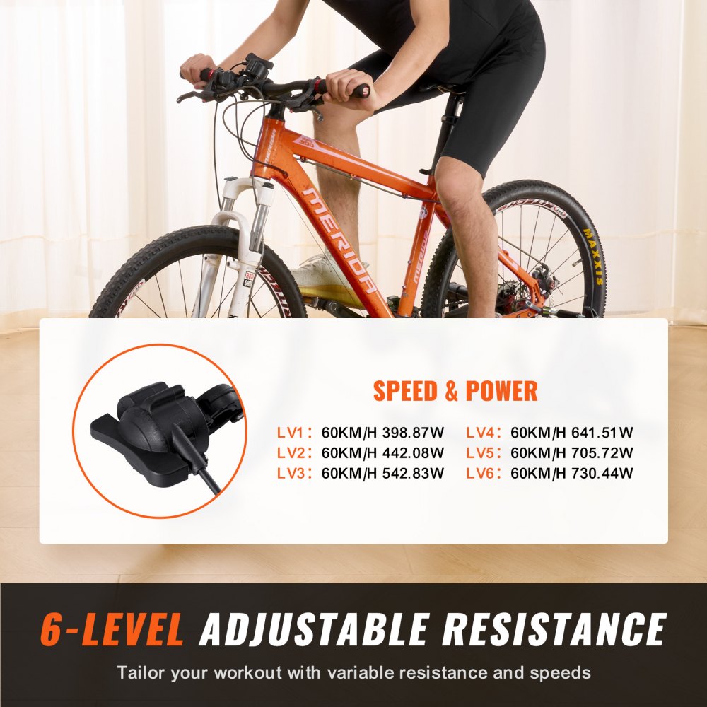 VEVOR Soporte de Entrenamiento para Bicicleta 6 Ajustes de Resistencia Entrenador de Bicicleta Magnético Estacionario para Ruedas de 66-74 cm Motor de Volante con Reducción de Ruido Ejercicio Interior
