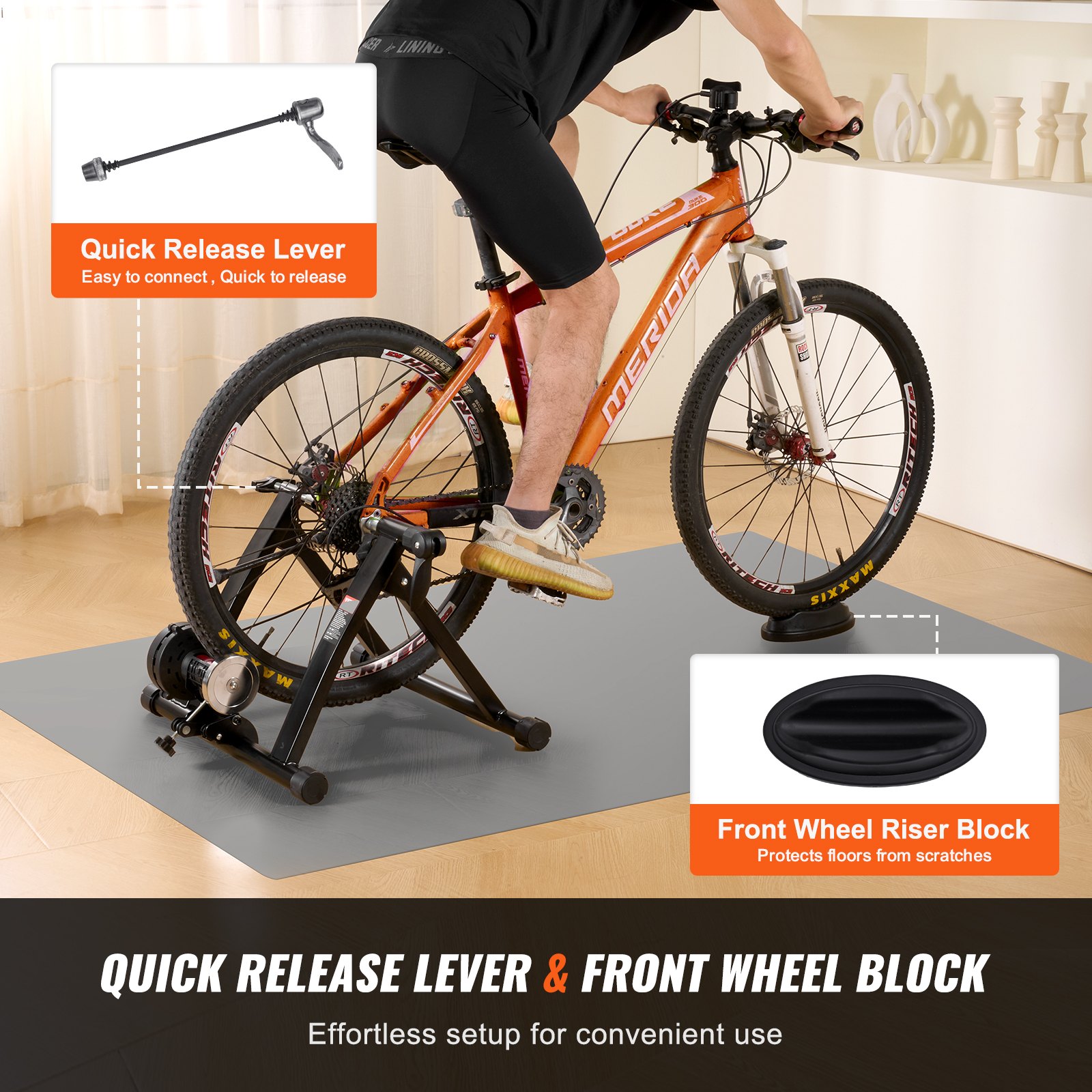 VEVOR Soporte de Entrenamiento para Bicicleta 6 Ajustes de Resistencia Entrenador de Bicicleta Magnético Estacionario para Ruedas de 66-74 cm Motor de Volante con Reducción de Ruido Ejercicio Interior