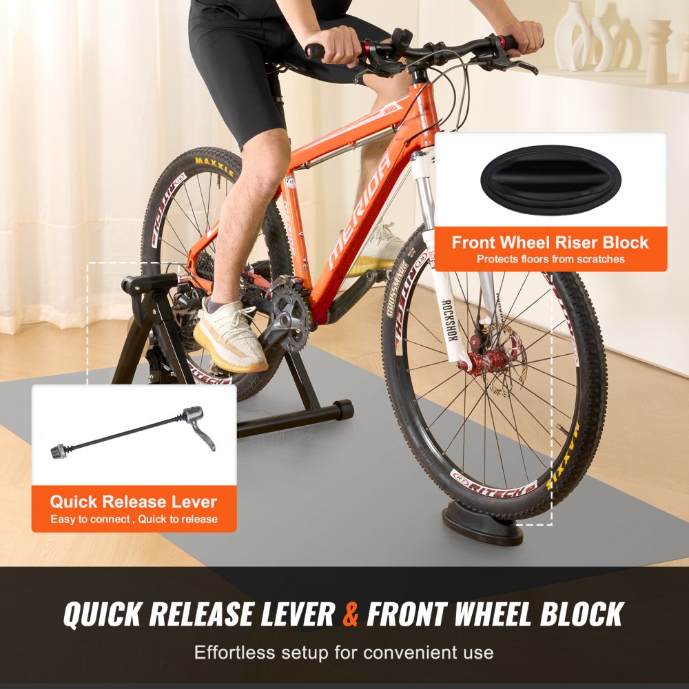 VEVOR Soporte de Entrenamiento para Bicicleta Entrenador de Bicicleta Fluido Estacionario para Ruedas de 66-74cm Motor de Volante con Reducción de Ruido Palanca de Liberación Rápida Ejercicio Interior