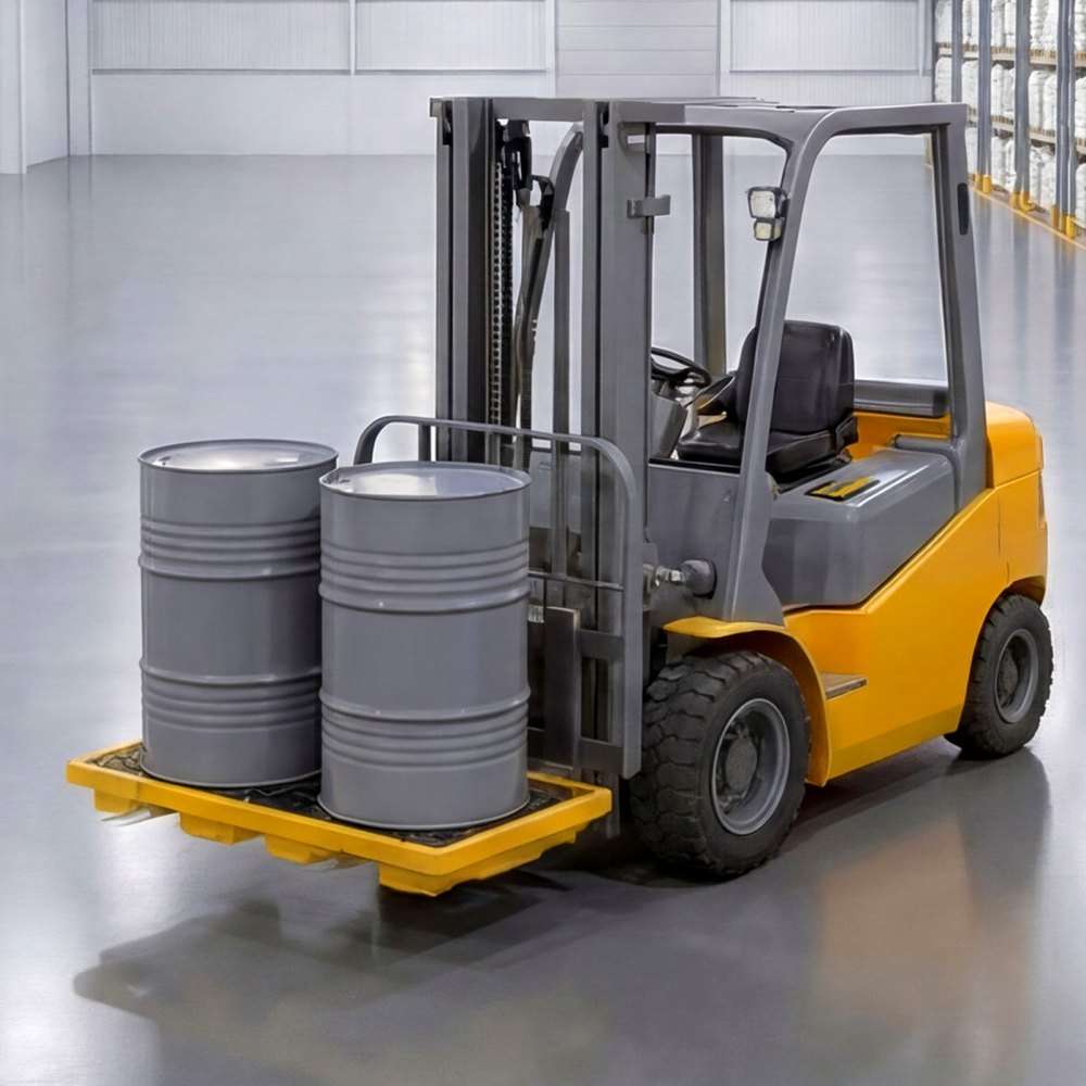 VEVOR Palet de Contención de Derrames para 2 Bidones, Capacidad de Carga 2000 kg, de Depósito de 79,5 L, Bandeja Antiderrames de HDPE con Drenaje, Apilable, Uso Industrial y Almacenamiento de Líquidos
