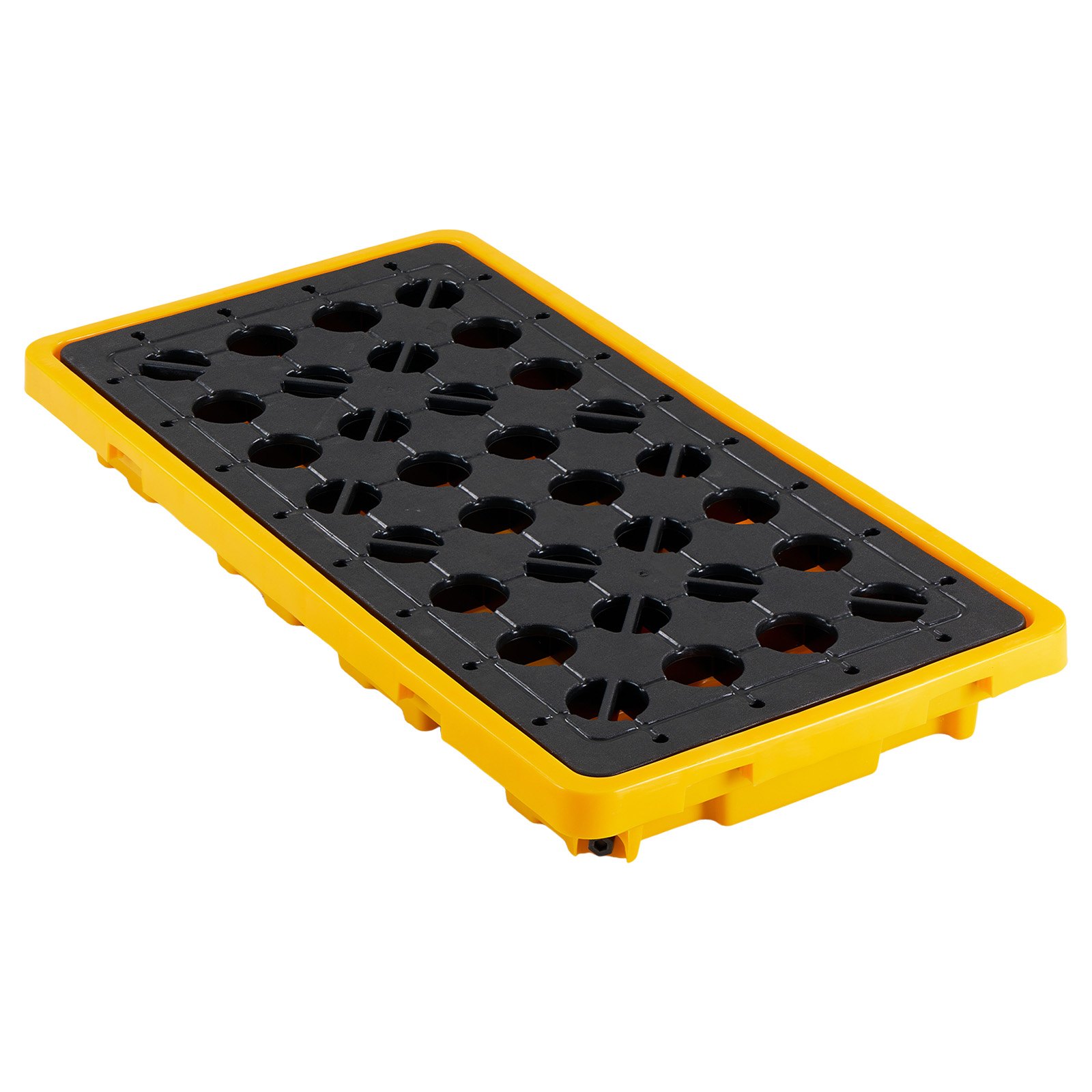 VEVOR Palet de Contención de Derrames para 2 Bidones, Capacidad de Carga 2000 kg, de Depósito de 79,5 L, Bandeja Antiderrames de HDPE con Drenaje, Apilable, Uso Industrial y Almacenamiento de Líquidos