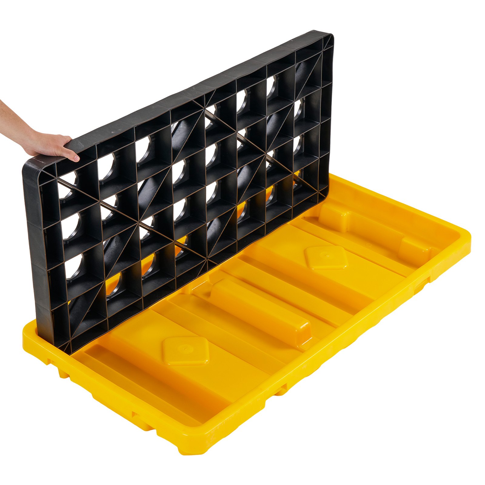 VEVOR Palet de Contención de Derrames para 2 Bidones, Capacidad de Carga 2000 kg, de Depósito de 79,5 L, Bandeja Antiderrames de HDPE con Drenaje, Apilable, Uso Industrial y Almacenamiento de Líquidos