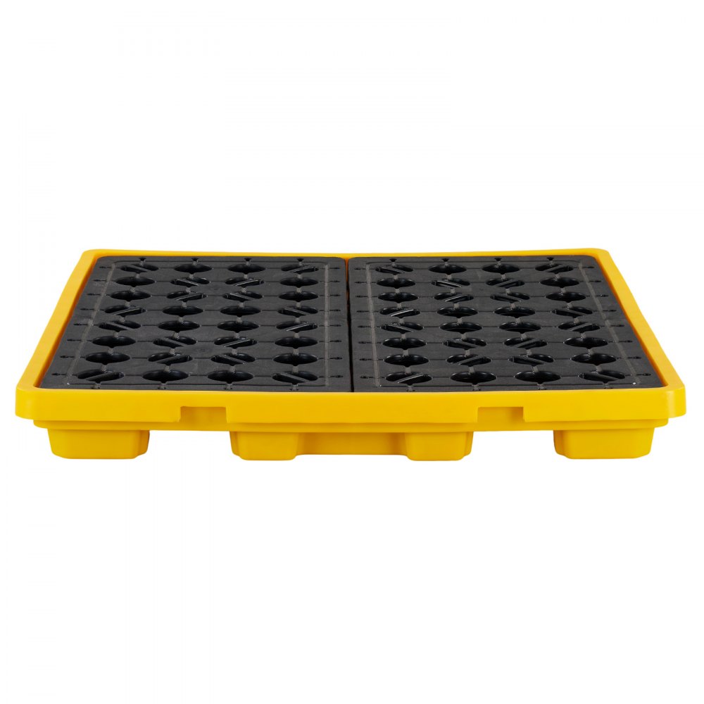 VEVOR Palet de Contención de Derrames para 4 Bidones, Capacidad de 4000 kg, Depósito de 117,4 L, Bandeja Antiderrames de HDPE con Drenaje, Apilable, Modular para Almacenamiento de Líquidos, Industrial