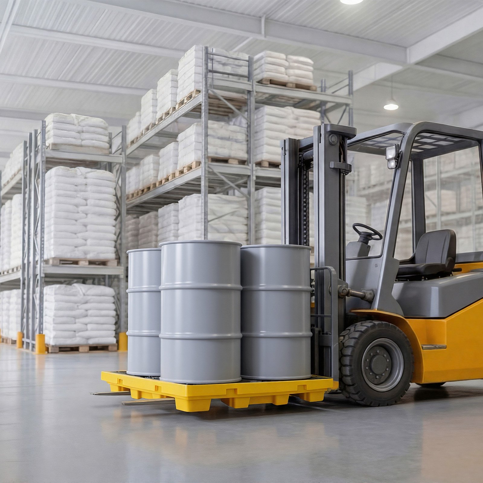 VEVOR Palet de Contención de Derrames para 4 Bidones, Capacidad de 4000 kg, Depósito de 117,4 L, Bandeja Antiderrames de HDPE con Drenaje, Apilable, Modular para Almacenamiento de Líquidos, Industrial