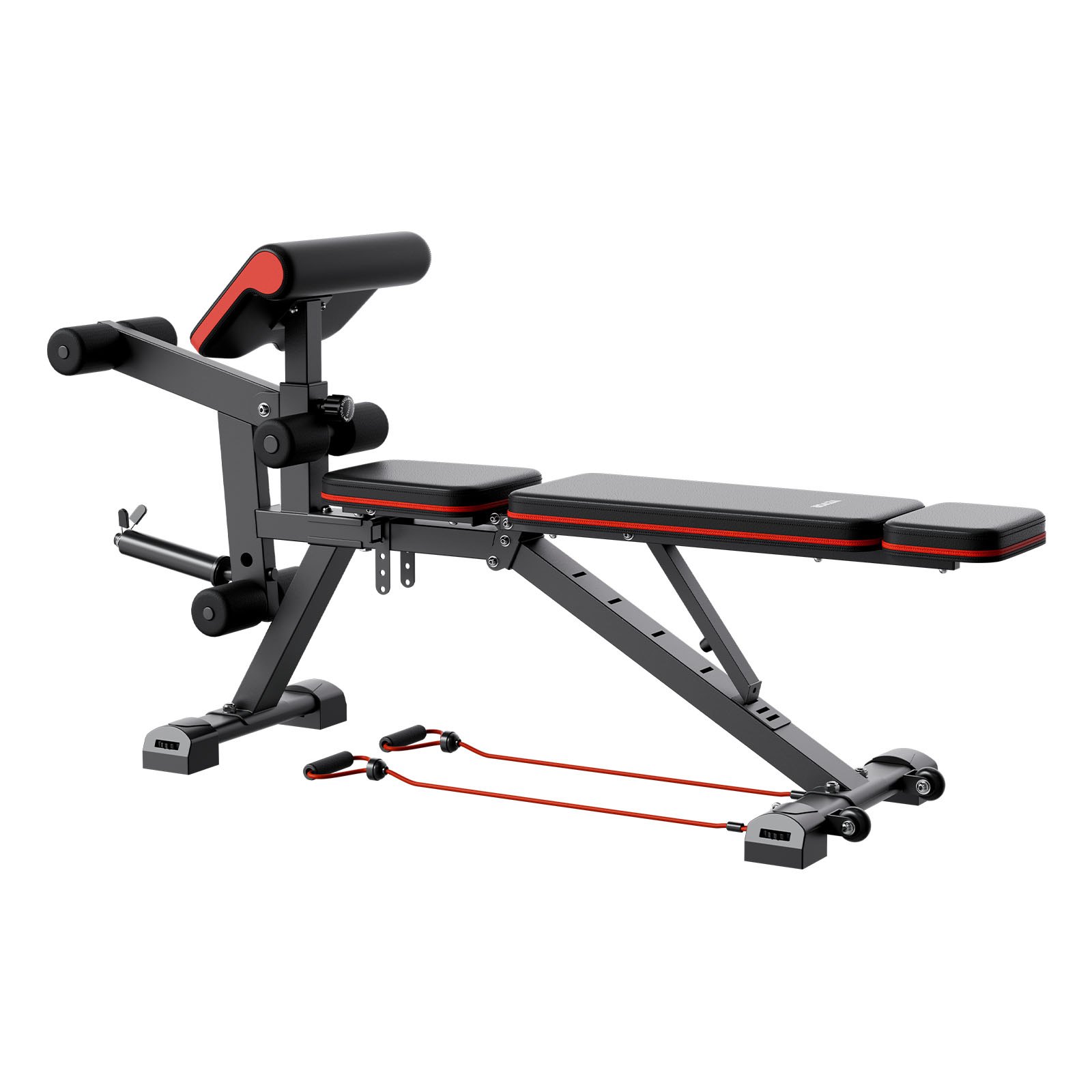 VEVOR Banco de Pesas Ajustables de 363 kg para Entrenamiento de Cuerpo Completo en el Gimnasio en Casa, Banco Plano con Extensión de Piernas, Ajuste Rápido, 1878 x 530 x (880-1000) mm, Negro