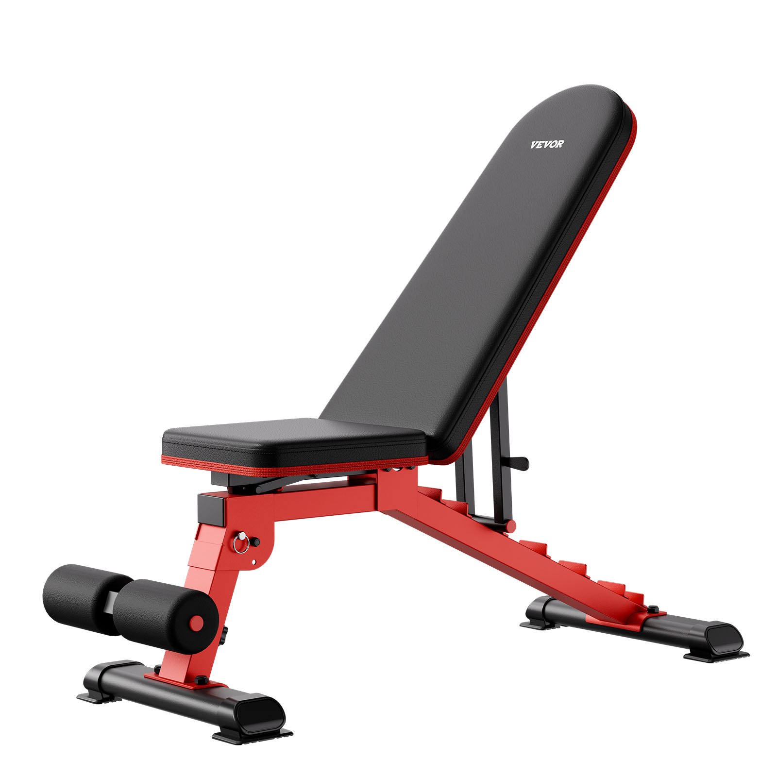 VEVOR Banco de Pesas Estable de Alta Resistencia de 544 kg para Entrenamiento de Cuerpo Completo, Ajustable, para Entrenamiento de Fuerza en el Gimnasio en Casa, 1465 x 530 x 450 mm, Negro y Rojo
