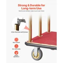 VEVOR Carro de Equipaje para Hotel con Montantes Curvos, Carga de 500 kg, Dorado
