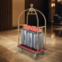 VEVOR Hotel Luggage Trolley, 680 kg Load Capacity, Bellhop Trolley with Curved Posts, Hotel Trolley, Luggage Trolley with Red Carpet and 20 cm Rubber Wheels, Ideal for Hotels, Condominiums, Resorts