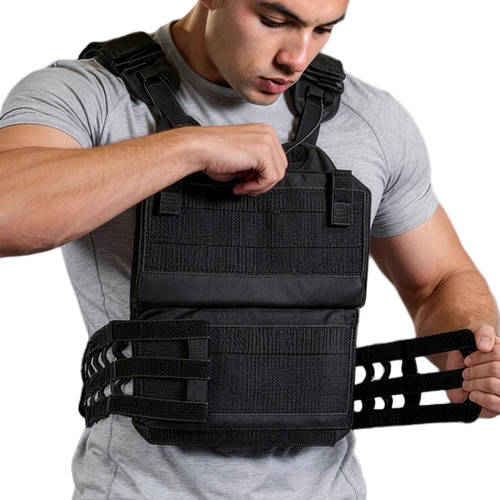 VEVOR Chaleco Lastrado de 1,6 kg, Chaleco Ponderado con Hombrera y Franja Reflectante, Soporta hasta 18 kg con Discos No Incluidos, para Entrenamiento de Fuerza, Correr, Fitness, Desarrollo Muscular