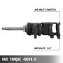 VEVOR Llave de Impacto Neumática XM80T, Pistola de Llave 6.800 N.M, Taladro de Impacto Manual, Ideal para Trabajos de Reparación General, Ampliamente Utilizado en Camiones, Neumáticos y Equipo Pesado