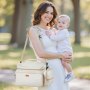 VEVOR Breast Pump Bag, Breast Feeding Bag with Waterproof Mat, Fits for S1/S2, Pumping Accessories & Breastmilk Storage, Portable Pump Carrying Case for Work, Travel and Family Use, Beige