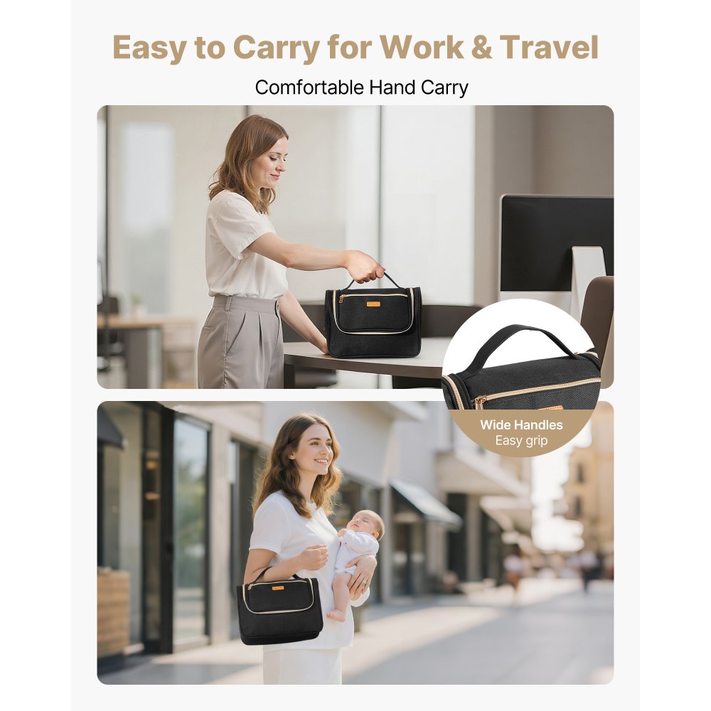 VEVOR Bolsa Portátil a Extractor de Leche, Tapete Impermeable, Compatible con M5/M6, Accesorios de Extracción y Almacenamiento de Leche Materna, para Trabajo y Viajes, Negro, 255 x 150 x 190 mm