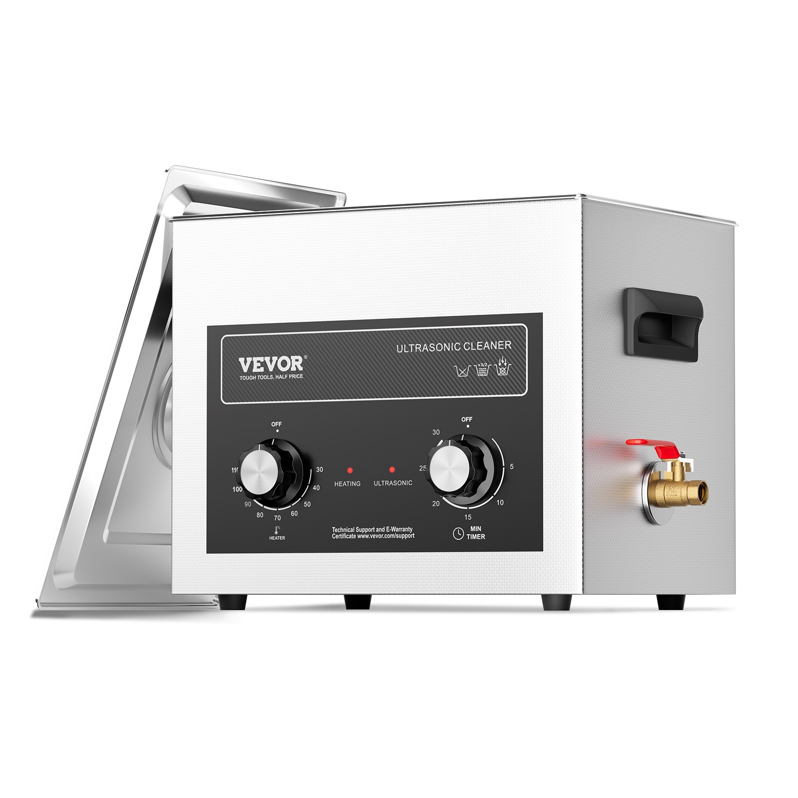VEVOR Limpiador Ultrasónico 10 L 240 W con Temporizador de Calentamiento y Cesta Máquina de Cavitación Sónica Digital para Herramientas de Laboratorio, Piezas Metálicas, Carburador, Piezas de Auto