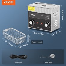 VEVOR Limpiador Ultrasónico 3 L con Temporizador de Calentamiento y Cesta 120 W