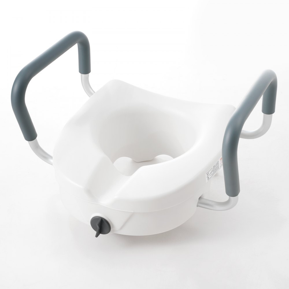 VEVOR Asiento elevado para inodoro, 5 pulgadas de altura elevada, capacidad de peso de 350 libras, para inodoro redondo y alargado, instalación con cierre giratorio, ancho ajustable de 19.1 a 21.7 pulgadas, para ancianos, discapacitados, pacientes, embarazadas, M