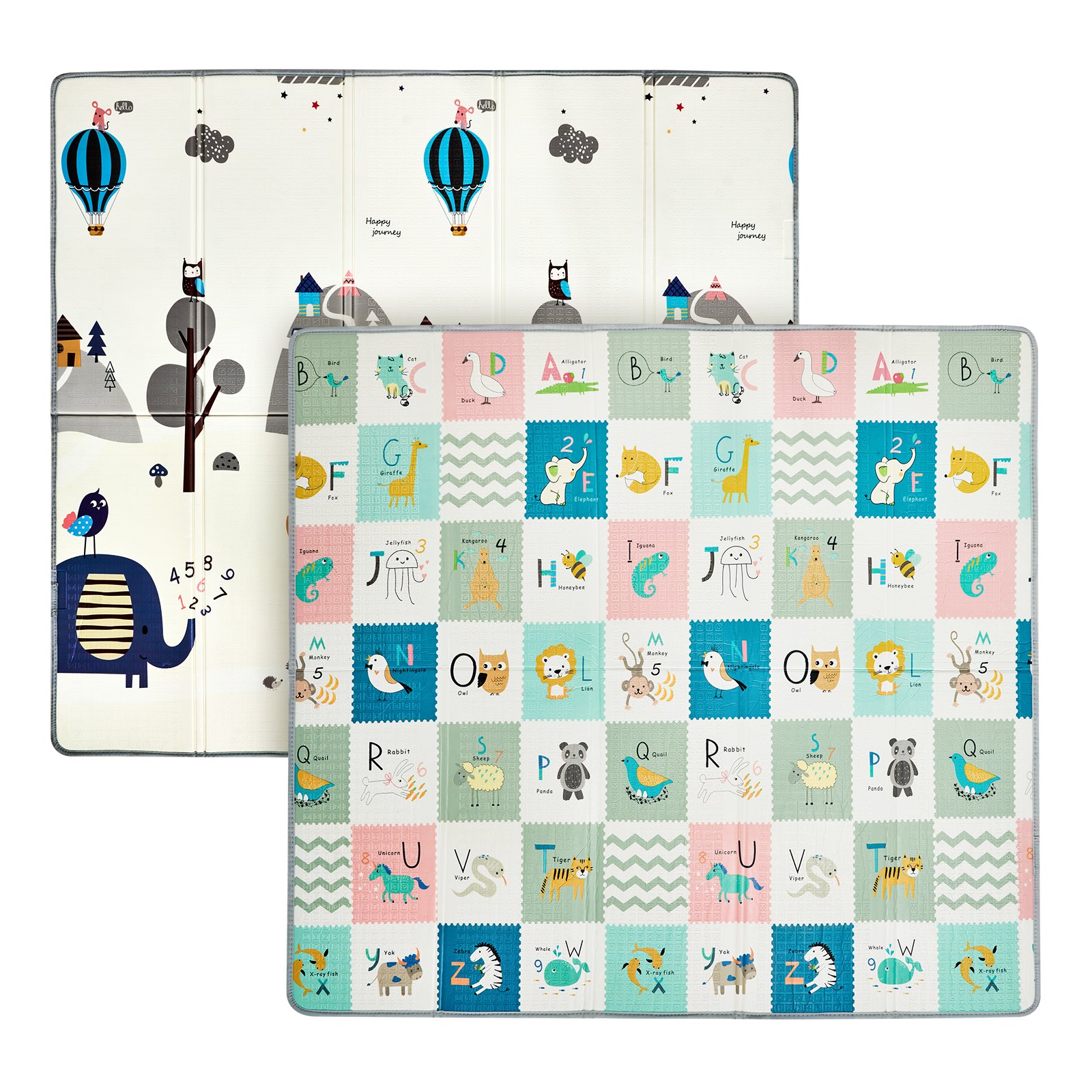 VEVOR - Alfombrilla de juego para bebé, 180 x 200 cm, extragrande, de espuma antideslizante de una sola pieza, plegable y reversible, con bolsa de viaje, impermeable, para actividades de bebés, niños pequeños y bebés