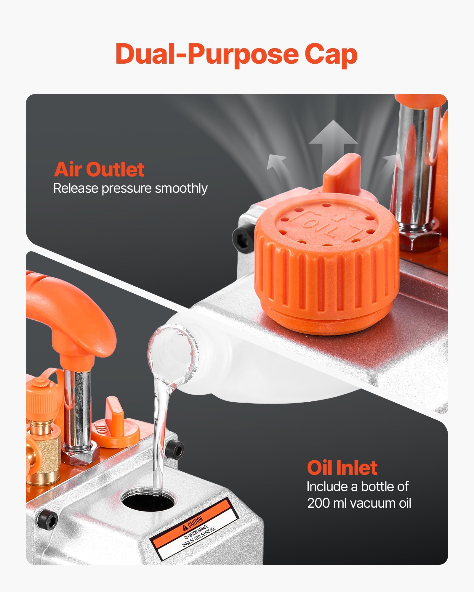 VEVOR Bomba de Vacío de 3,5 CFM 99 L/min, Bomba de Vacío Rotativa de Paletas de 1 Etapa, Compatible con R134a, R22, R410a, para Mantenimiento de Aire Acondicionado Automotriz, Aceite Incluido