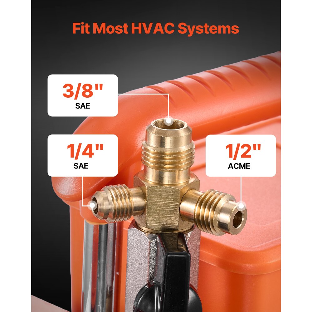 VEVOR Bomba de Vacío de 5 CFM 142 L/min, Bomba de Vacío Rotativa de Paletas de 2 Etapas, Compatible con R134a, R22, R410a, para Mantenimiento de Aire Acondicionado Automotriz, Aceite Incluido