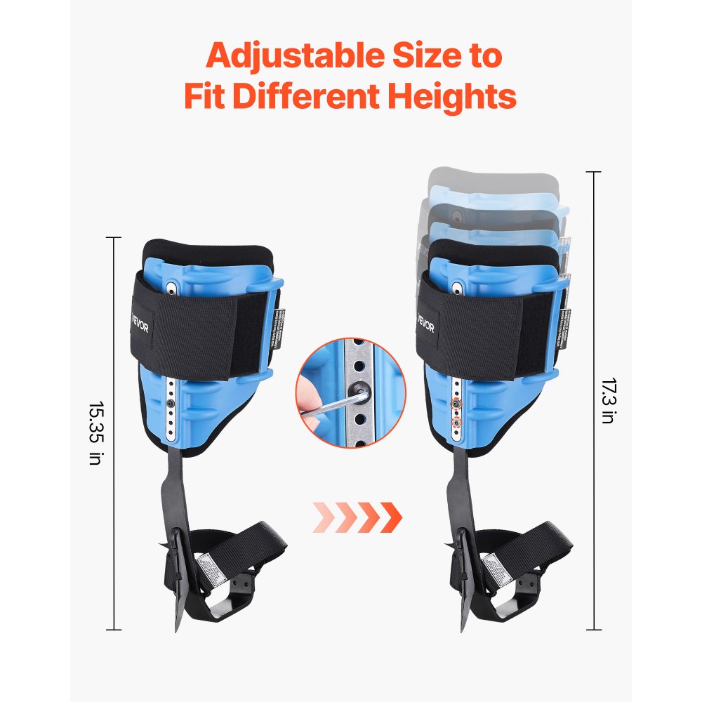 VEVOR Espuelas para Trepar Árboles, Escalada Ajustable en Altura, con Correas y Almohadilla Acolchada, Carga de 159 kg, Acero de Alta Resistencia, para Recolección de Fruta y Caza, Azul Cielo
