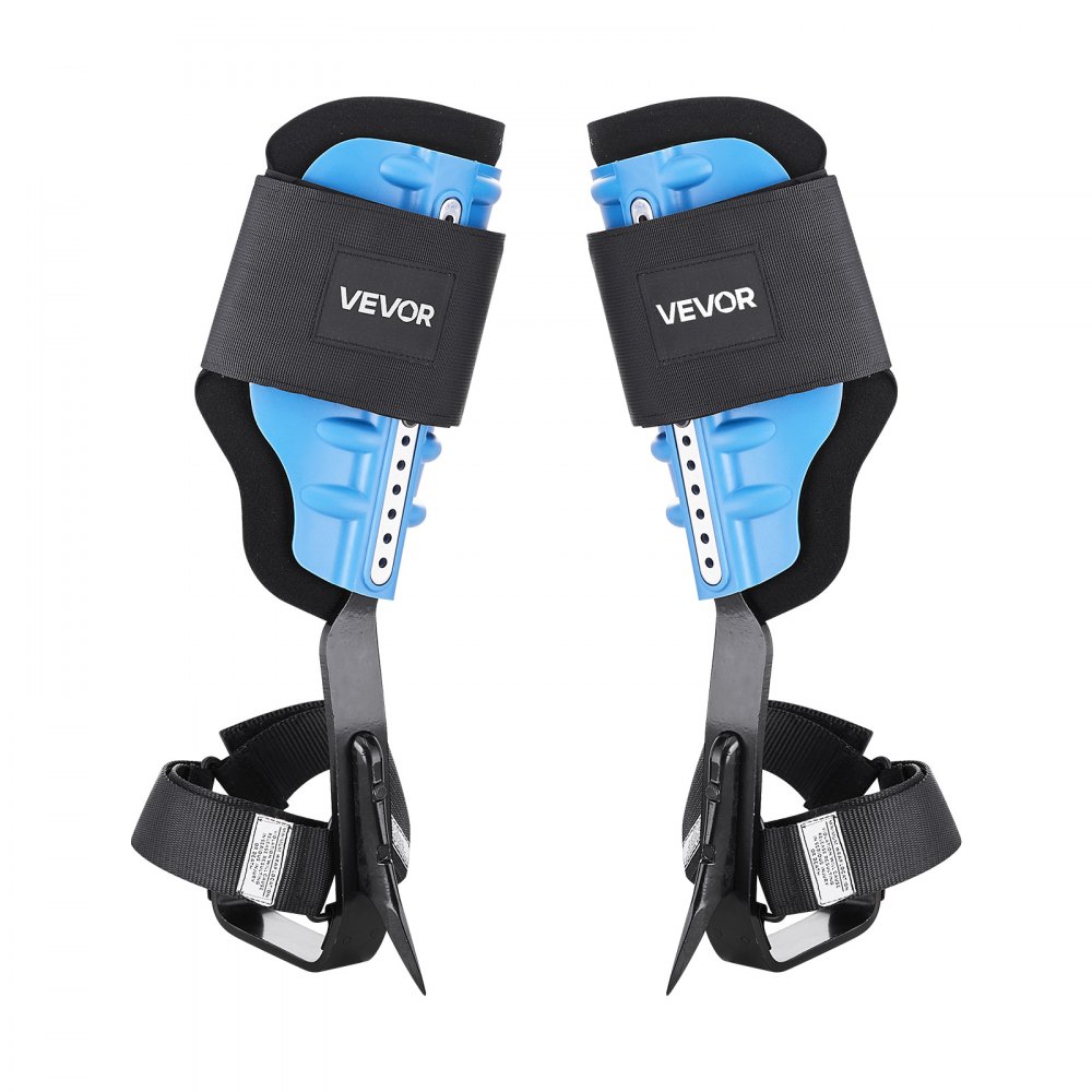 VEVOR Espuelas para Trepar Árboles, Escalada Ajustable en Altura, con Correas y Almohadilla Acolchada, Carga de 159 kg, Acero de Alta Resistencia, para Recolección de Fruta y Caza, Azul Cielo