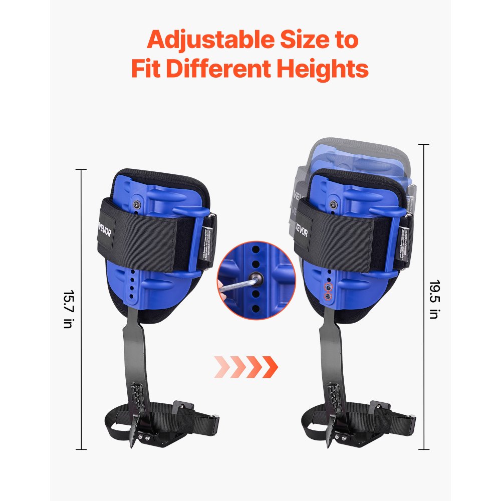VEVOR Juego de Espuelas para Trepar Árboles, Escalada Ajustable en Altura, con Correas y Arnés, Carga de 159 kg, Espuelas de Acero de Alta Resistencia, para Recolección de Fruta y Caza, Azul