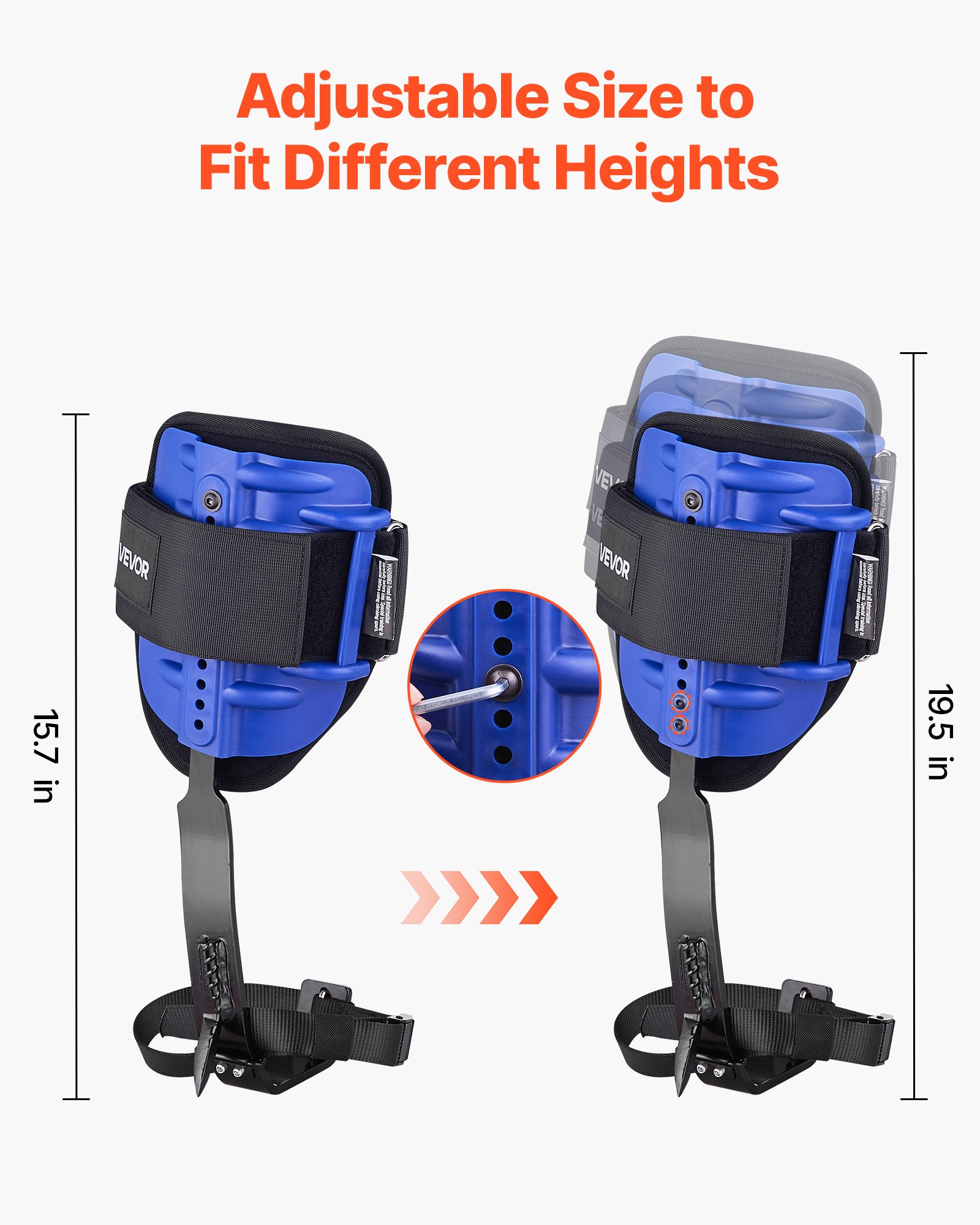 VEVOR Juego de Espuelas para Trepar Árboles, Escalada Ajustable en Altura, con Correas y Arnés, Carga de 159 kg, Espuelas de Acero de Alta Resistencia, para Recolección de Fruta y Caza, Azul