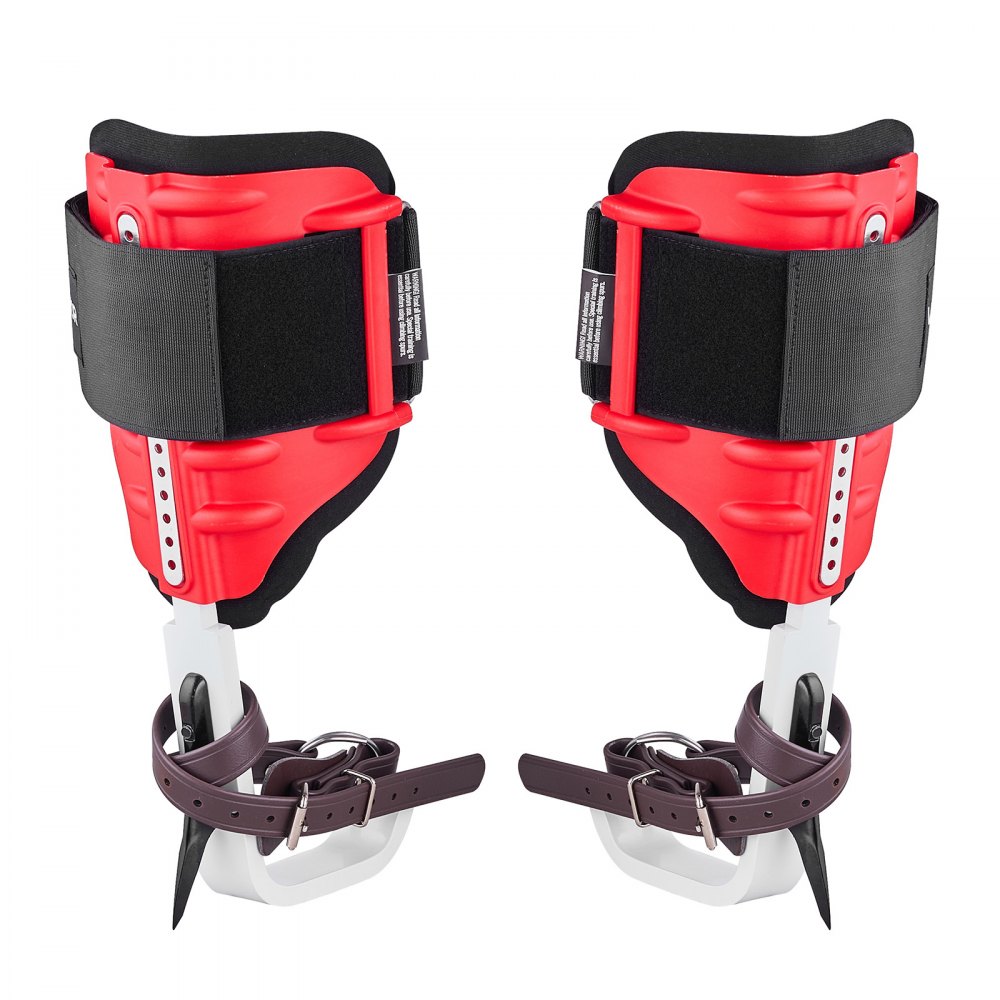 VEVOR Juego de Espuelas para Trepar Árboles, Escalada Ajustable en Altura, con Correas y Protectores de Espuelas, Carga 159 kg, Aluminio Duraderas, para Recolección de Fruta y Caza, Color Rojo