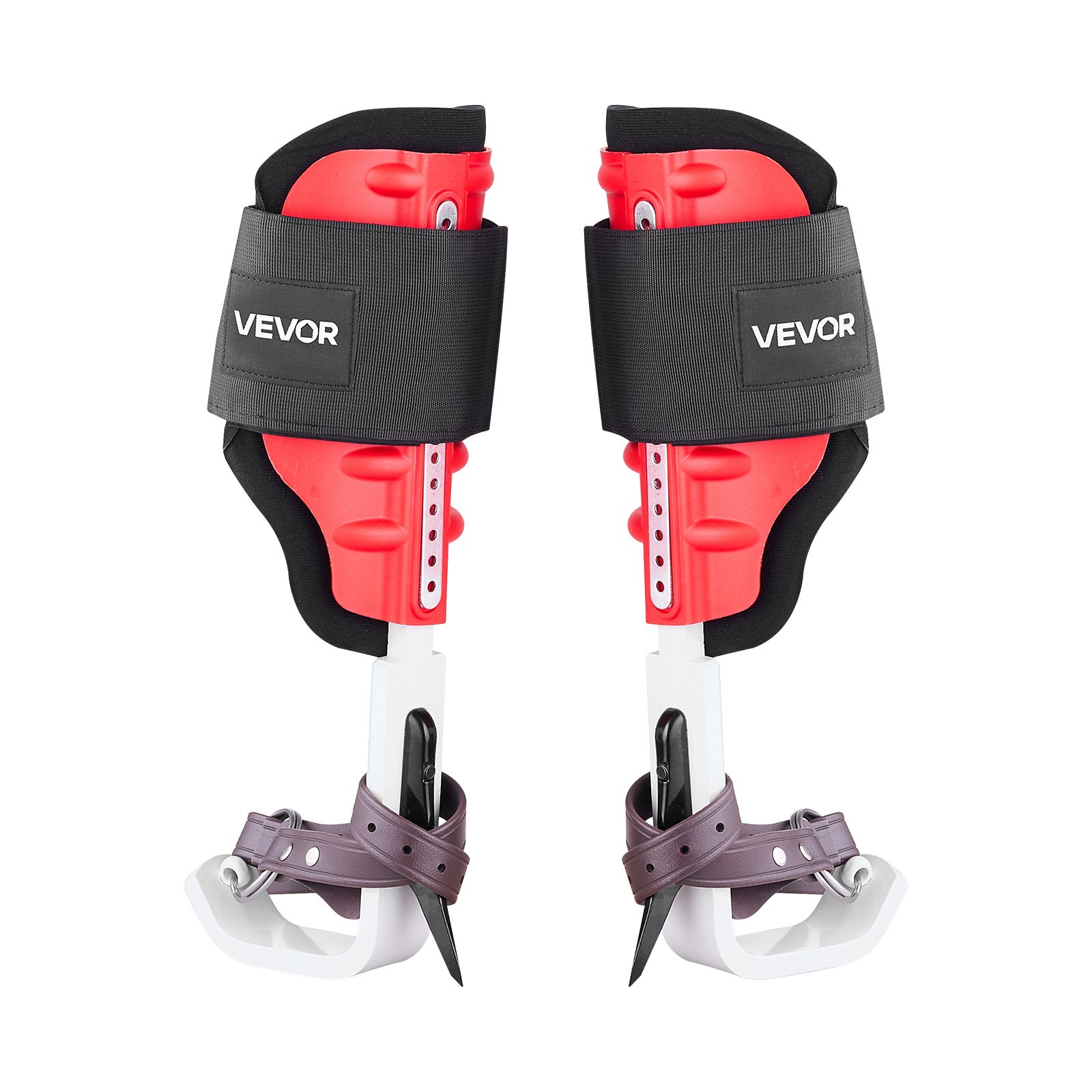 VEVOR Juego de Espuelas para Trepar Árboles, Escalada Ajustable en Altura, con Correas y Protectores de Espuelas, Carga 159 kg, Aluminio Duraderas, para Recolección de Fruta y Caza, Color Rojo