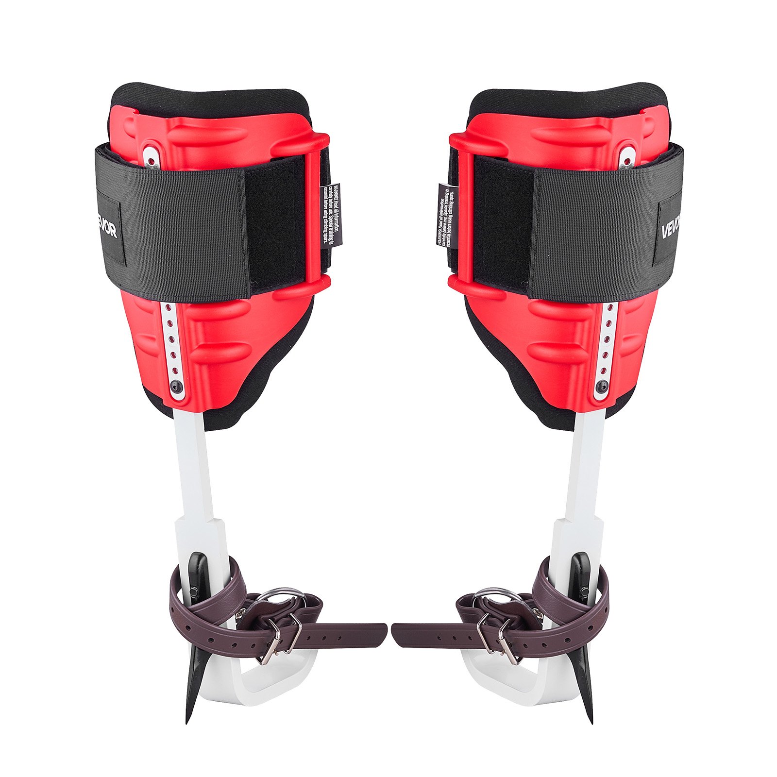 VEVOR Juego de Espuelas para Trepar Árboles, Escalada Ajustable en Altura, con Correas y Protectores de Espuelas, Carga 159 kg, Aluminio Duraderas, para Recolección de Fruta y Caza, Color Rojo