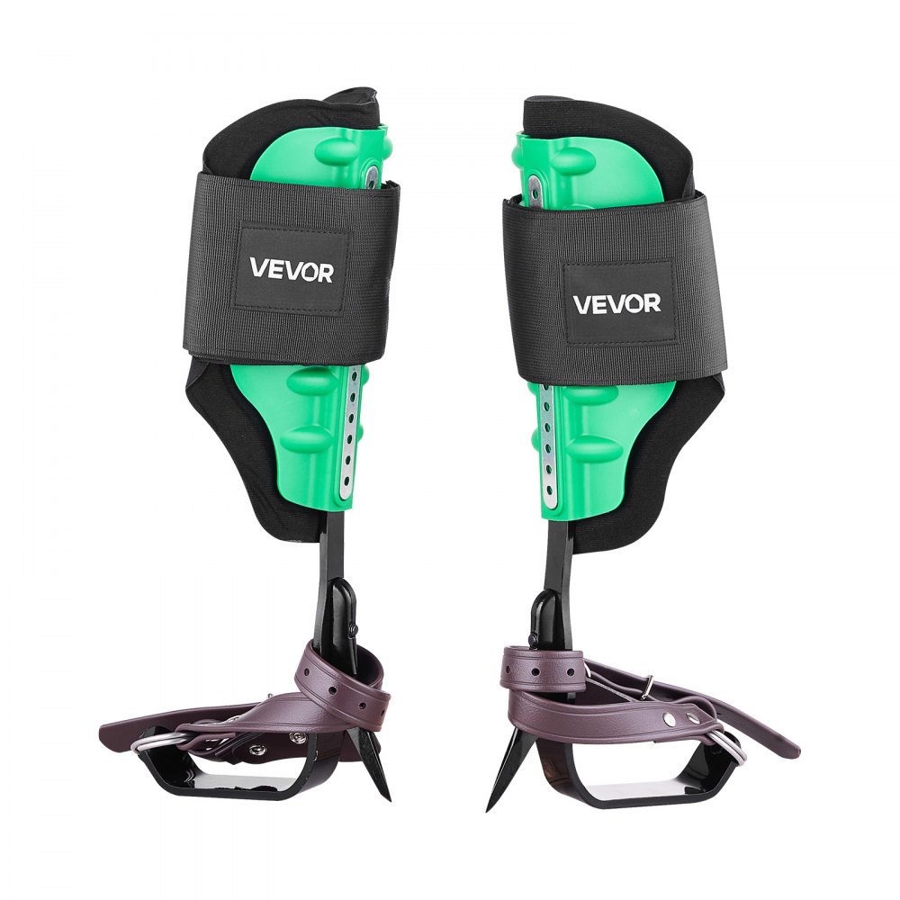 VEVOR Juego de Espuelas para Trepar Árboles, Escalada Ajustable en Altura, con Correas y Protectores de Espuelas, Carga de 159 kg, para Recolección de Fruta y Caza, 230 x 180 x 410 mm, Verde