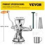VEVOR Exprimidor Manual de Hierba de Trigo Puerto 8,6 cm Extractor Hierba Trigo de Acero inoxidable 304 Extractor Portátil de Hierba de Trigo de Acero Inoxidable con Base de Ventosa Abrazadera de Mesa