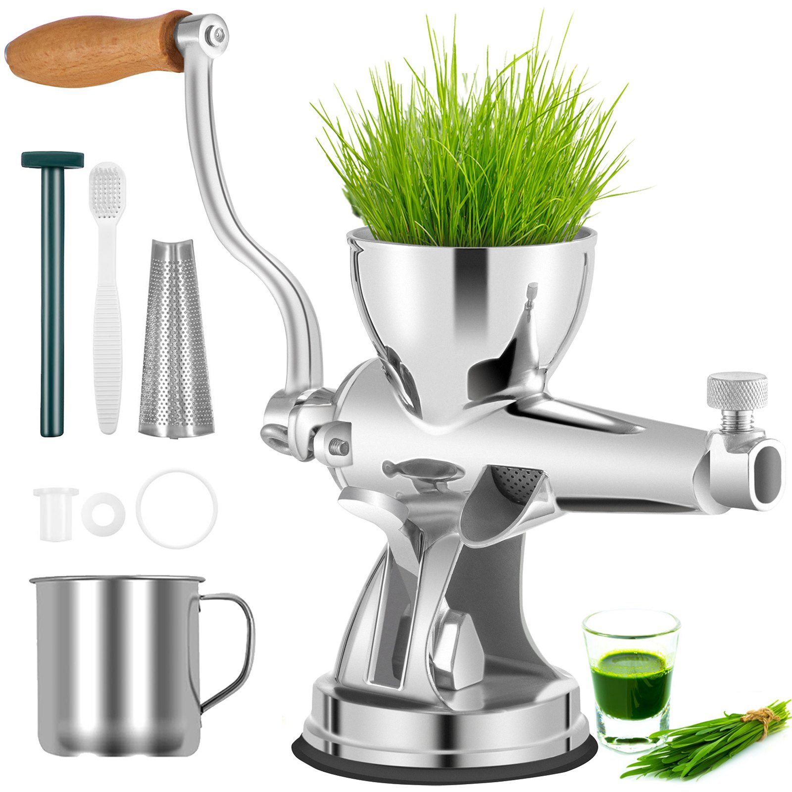 VEVOR Exprimidor Manual de Hierba de Trigo Puerto 8,6 cm Extractor Hierba Trigo de Acero inoxidable 304 Extractor Portátil de Hierba de Trigo de Acero Inoxidable con Base de Ventosa Abrazadera de Mesa