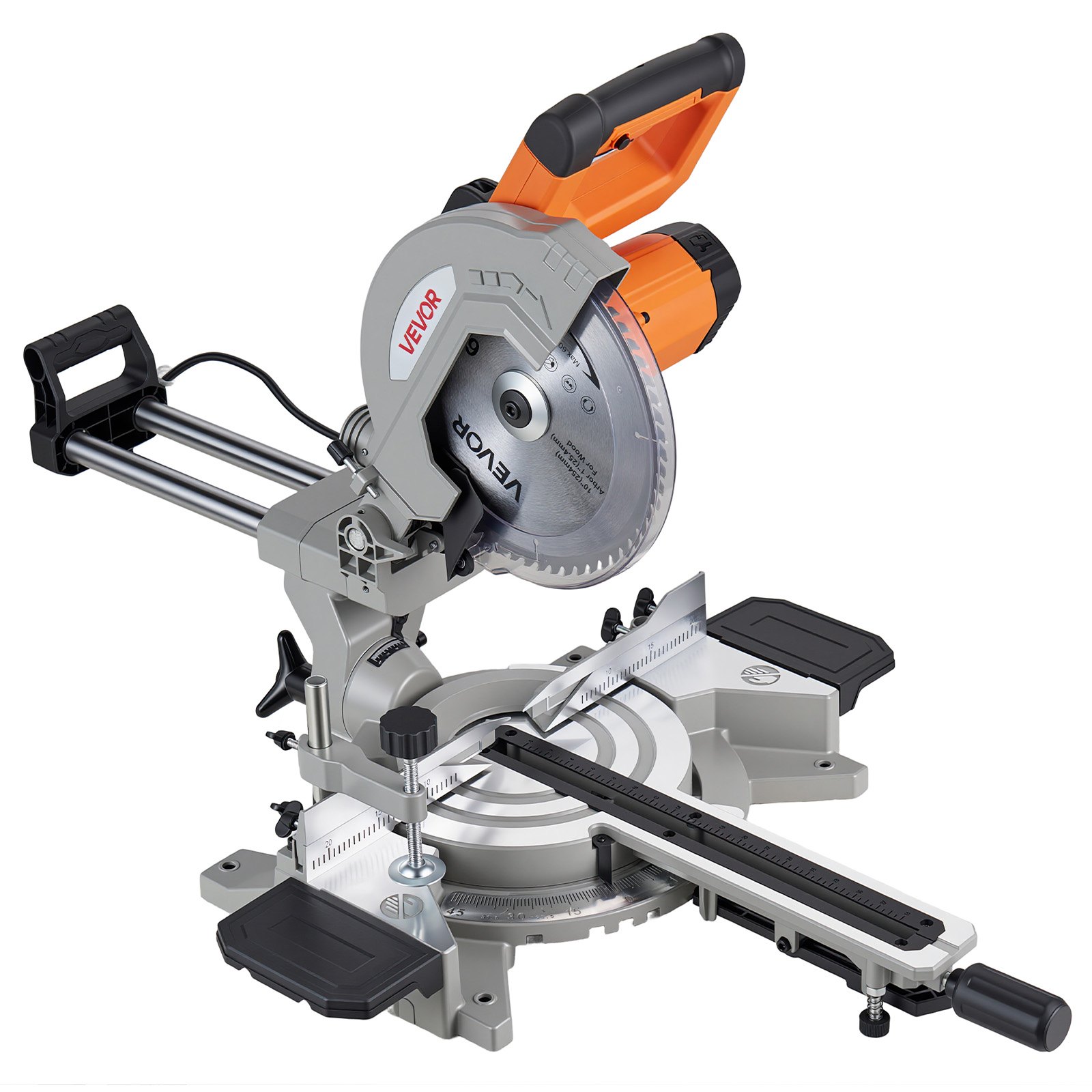 VEVOR Sierra Ingletadora Deslizante Compuesta 1800 W, Hoja de 254 mm, Ángulo y Profundidad de Corte Ajustables, Aluminio Fundido, Compacta y Pórtatil, Corte Multimaterial para Madera Metales Laminados