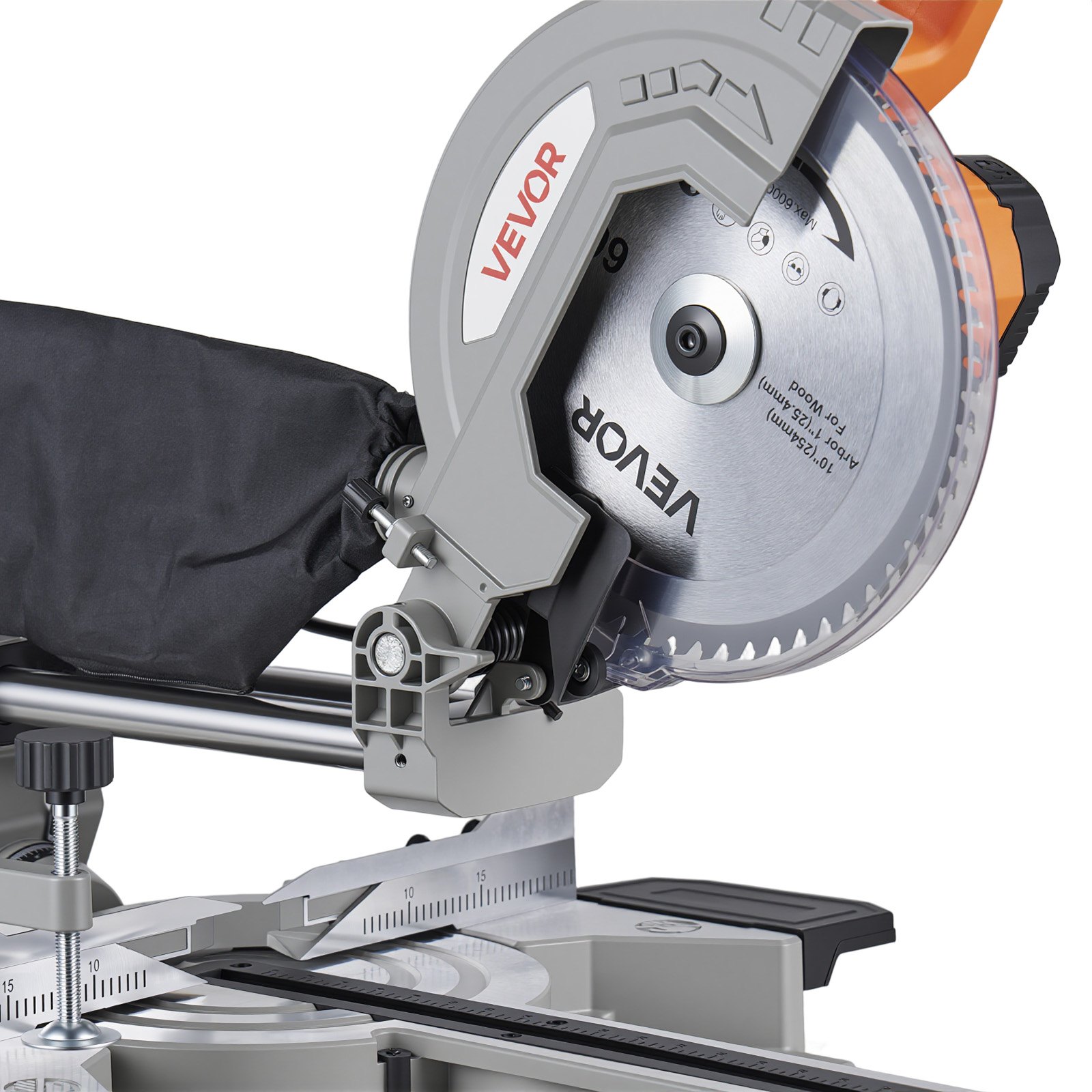 VEVOR Sierra Ingletadora Deslizante Compuesta 1800 W, Hoja de 254 mm, Ángulo y Profundidad de Corte Ajustables, Aluminio Fundido, Compacta y Pórtatil, Corte Multimaterial para Madera Metales Laminados