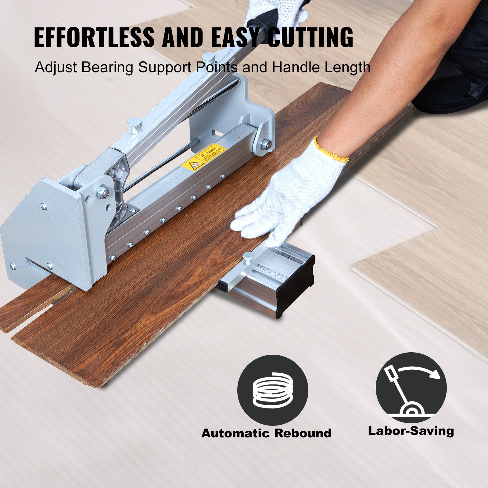 VEVOR Cortador de Piso Laminado 33 cm Cortador de Piso de Vinilo Profundidad de Corte 12 mm Cortador de Piso para Pisos Laminados, Plástico Resistente LVP, SPC, WPC, VCT, Losetas de Alfombra