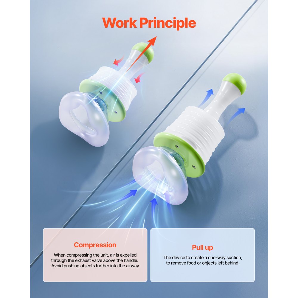 VEVOR Dispositivo de Rescate para Asfixia, Dispositivo Portátil de Succión Antiasfixia 98 x 98 x 180 mm con 2 Mascarillas Multitamaño y 1 Bolsa de Almacenamiento para el Hogar, Escuelas y Viajes