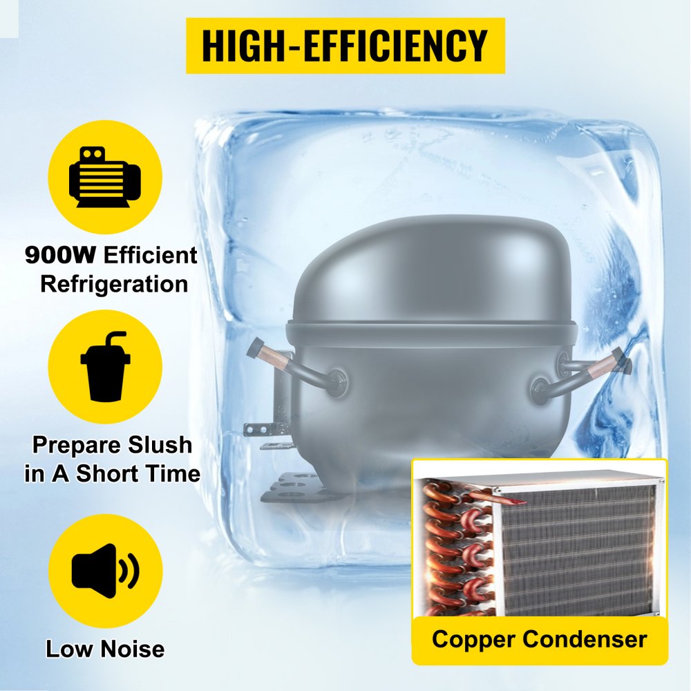 VEVOR Granizadora con Tanque 12 L* 2, Máquina para Granizados de Acero Inoxidable + PC, Máquina Granizado Fangosa Comerciales Bebida 190-245 V, Comercial Bebida Helada Aguanieve Hacer Granizado 700 W