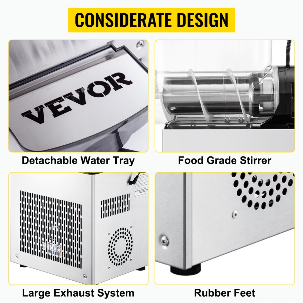 VEVOR Granizadora con Tanque 12 L* 2, Máquina para Granizados de Acero Inoxidable + PC, Máquina Granizado Fangosa Comerciales Bebida 190-245 V, Comercial Bebida Helada Aguanieve Hacer Granizado 700 W
