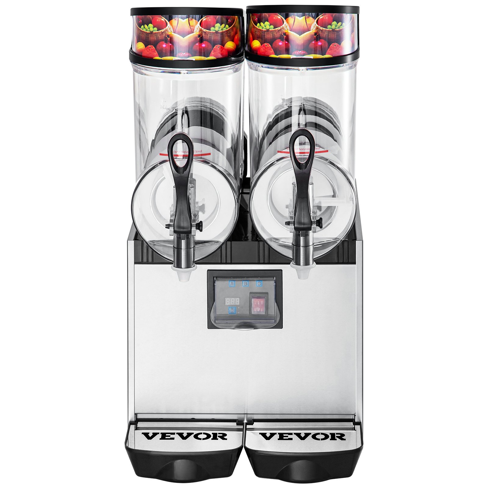 VEVOR Granizadora con Tanque 12 L* 2, Máquina para Granizados de Acero Inoxidable + PC, Máquina Granizado Fangosa Comerciales Bebida 190-245 V, Comercial Bebida Helada Aguanieve Hacer Granizado 700 W