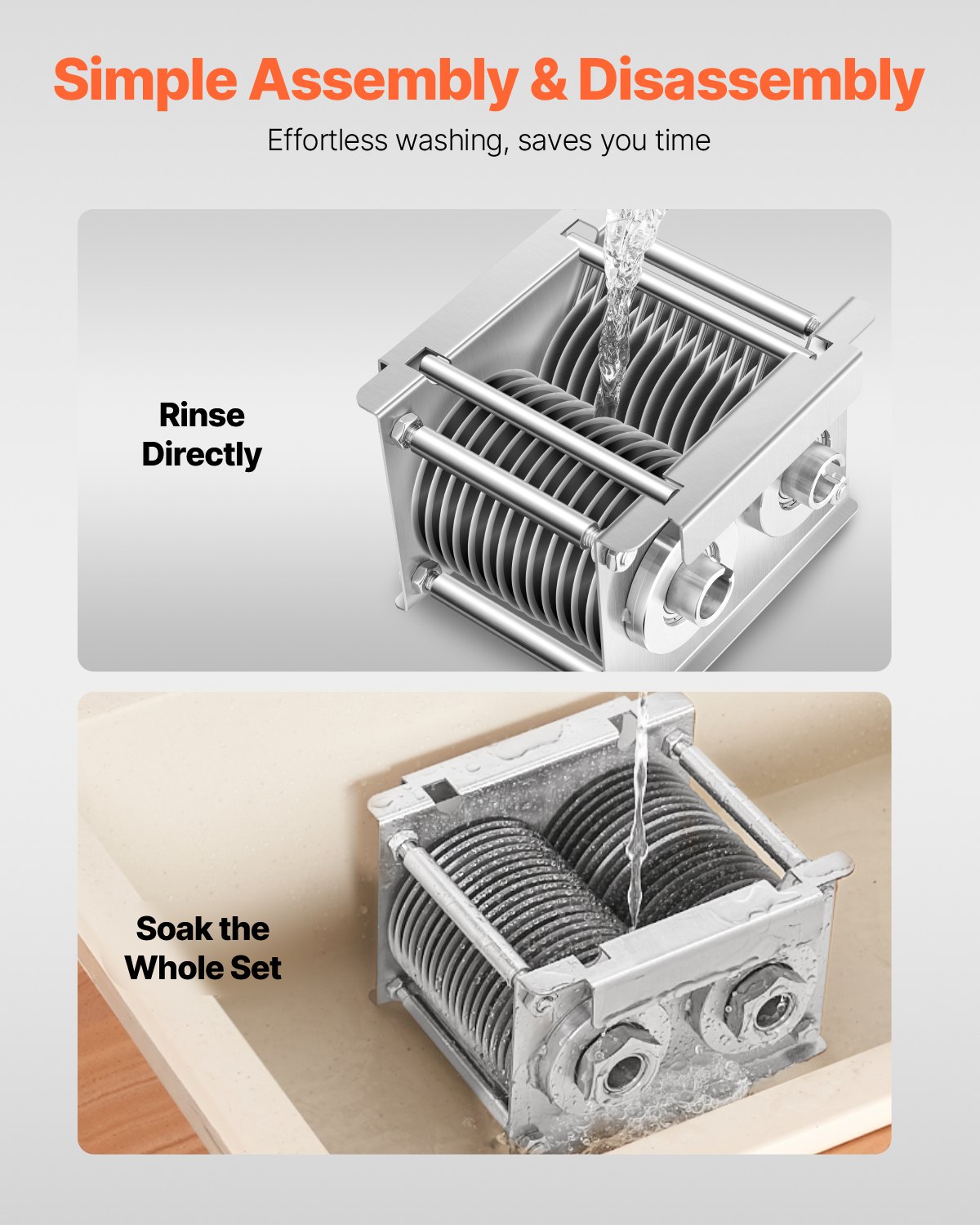 VEVOR Cuchilla para Máquina Cortadora de Carne 7 mm, Un Juego de Cuchillas a Máquina Cortadora de Carne SJY-DQ90, Acero Inoxidable, para Cortadora de Carne Deshuesada y Verduras, 162 x 172 x 125,5 mm