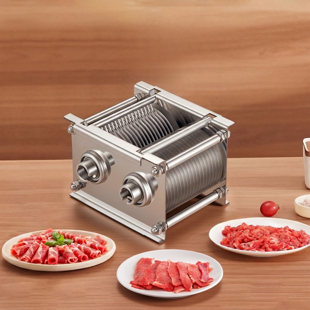 VEVOR Juego de Cuchillas para Rebanadora de Carne, Diámetro de Hoja de 86 mm, Cuchilla para Máquina Cortadora de Acero Inoxidable, Espacio entre Hojas de 5 mm, Modelo 90, para Carne sin Hueso