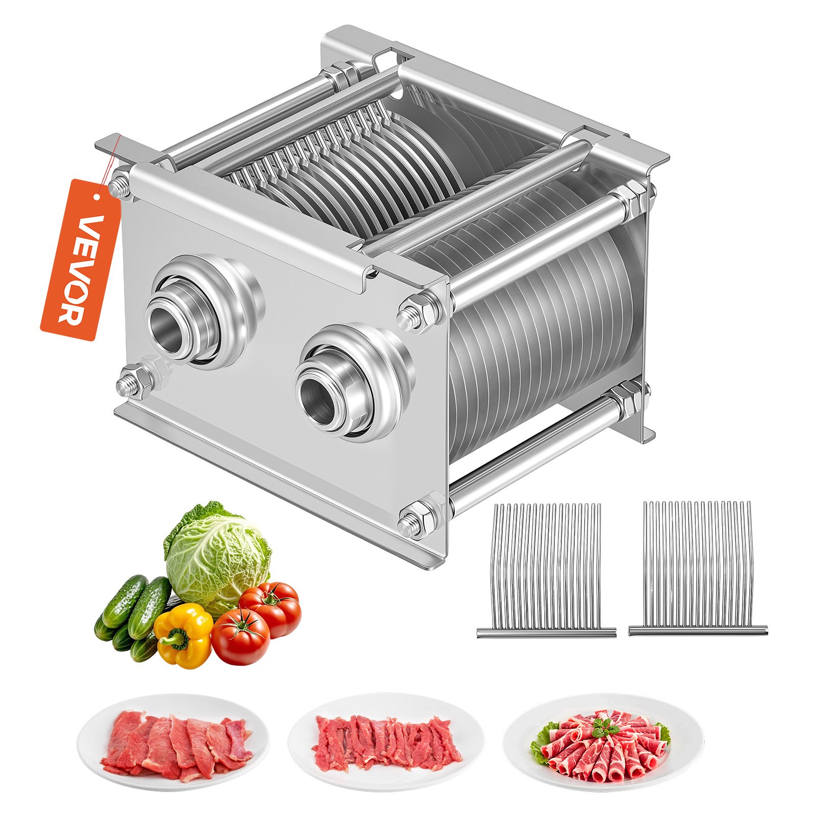 VEVOR Juego de Cuchillas para Rebanadora de Carne, Diámetro de Hoja de 86 mm, Cuchilla para Máquina Cortadora de Acero Inoxidable, Espacio entre Hojas de 5 mm, Modelo 90, para Carne sin Hueso