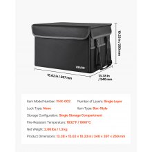 VEVOR Caja para Documentos Ignífuga, Resistente al Agua y con Aislamiento Térmico de 1000 °C, Portátil y Plegable, para Pasaportes, Documentos Importantes y Archivos, Negro,  340 x 397 x 260 mm