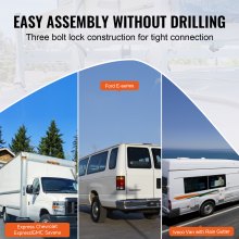 VEVOR Portaescaleras de techo para furgonetas, 3 barras, acero aleado, ajustable, 1020-1900 mm, para minivans