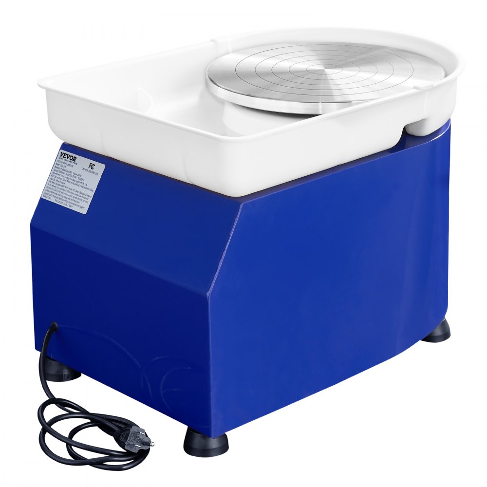VEVOR Torno de Alfarero 350 W, Placa de 28 cm, Rueda de Cerámica Eléctrica, Velocidad Ajustable de 60-300 RPM, con Control Manual y de Pedal, Kit Completo de Accesorios, para Alfarería Bricolaje, Azul