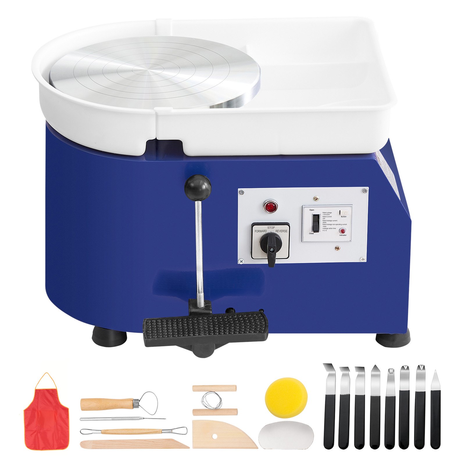 VEVOR Torno de Alfarero 350 W, Placa de 28 cm, Rueda de Cerámica Eléctrica, Velocidad Ajustable de 60-300 RPM, con Control Manual y de Pedal, Kit Completo de Accesorios, para Alfarería Bricolaje, Azul